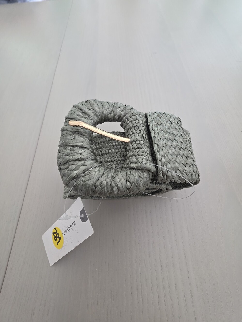 Anthropologie Raffia-Wrapped Stretch Waist Belt - Green Olive Sz S $58 - Picture 9 of 9